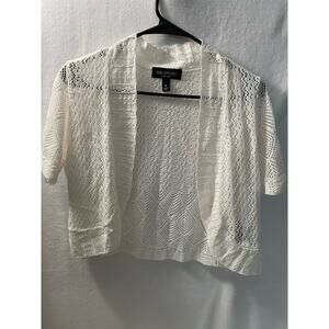 Perceptions‎ New York womens white short sleeve cover Crop sweater Med Knit
